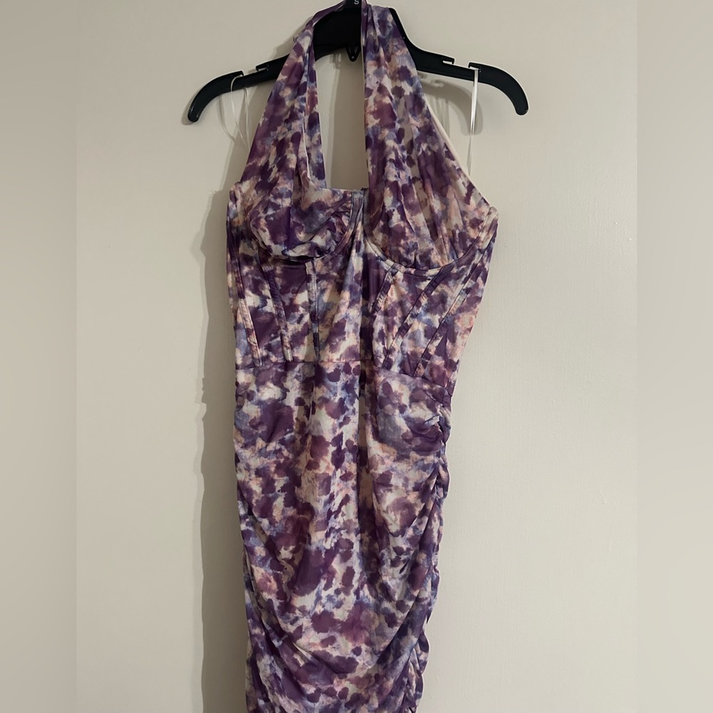 Elegant Purple Halter Dress
